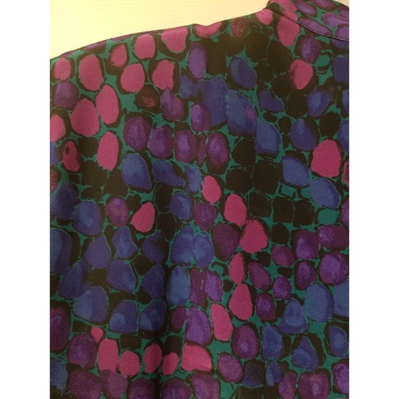 Women 16 The 1 East Custom Collection blue purple dot midi dress vintage collar - Picture 8 of 10